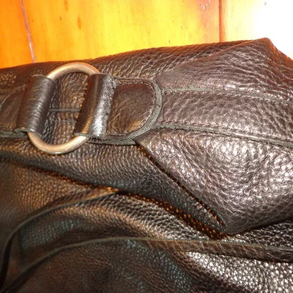 Banana Republic 100% Cow Leather Boho Handbag Black Inner Zip Pocket - Picture 9 of 15